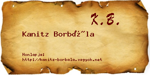 Kanitz Borbála névjegykártya