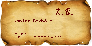 Kanitz Borbála névjegykártya